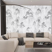 抽象黑白树木现代简约客厅卧室电视背景壁画