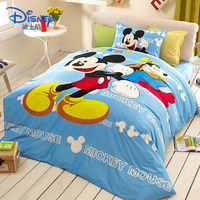 迪士尼纯棉床上用品男女童成人米奇卡通床单被套枕套装三件套