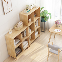 北欧书架落地客厅格子柜子置物架简约学生创意卧室实木腿组合书柜