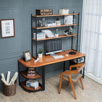 简约现代办公室实木办公电脑桌椅家用写字台书桌小户型带书架组合