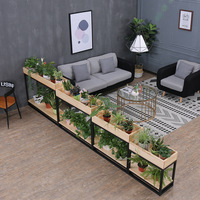 现代简约实木花架组合咖啡厅铁艺隔断置物花架阳台客厅落地式花槽