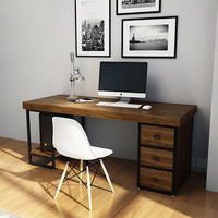 美式实木家用办公桌小户型书房卧室简易书桌职员单人台式电脑桌子