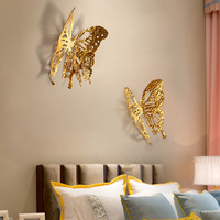 背景墙装饰挂件壁饰铁艺壁挂金色蝴蝶 床头装饰品墙上挂饰