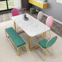 北欧大理石餐桌椅组合简约小户型吃饭桌网红餐厅铁艺餐桌饭店桌椅