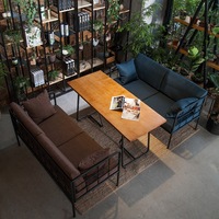 简约型客厅布艺沙发咖啡厅奶茶甜品店铁艺懒人沙发组合小户型沙发