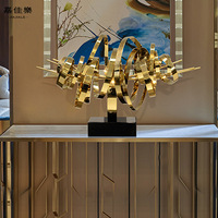 不锈钢艺术金属摆件雕塑酒店样板房装饰品客厅玄关桌面创意工艺品